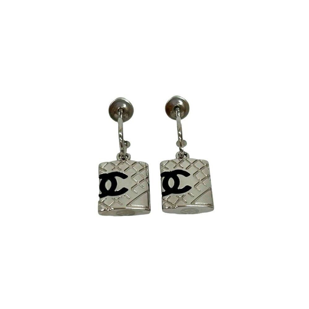 CHANEL Silver Logo Earrings - Picture 4 of 6
